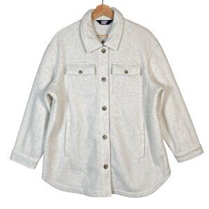 Lands End Luxe Fleece Shirt Jacket Women XL P Barn Chore Coat Zip Pockets Cozy